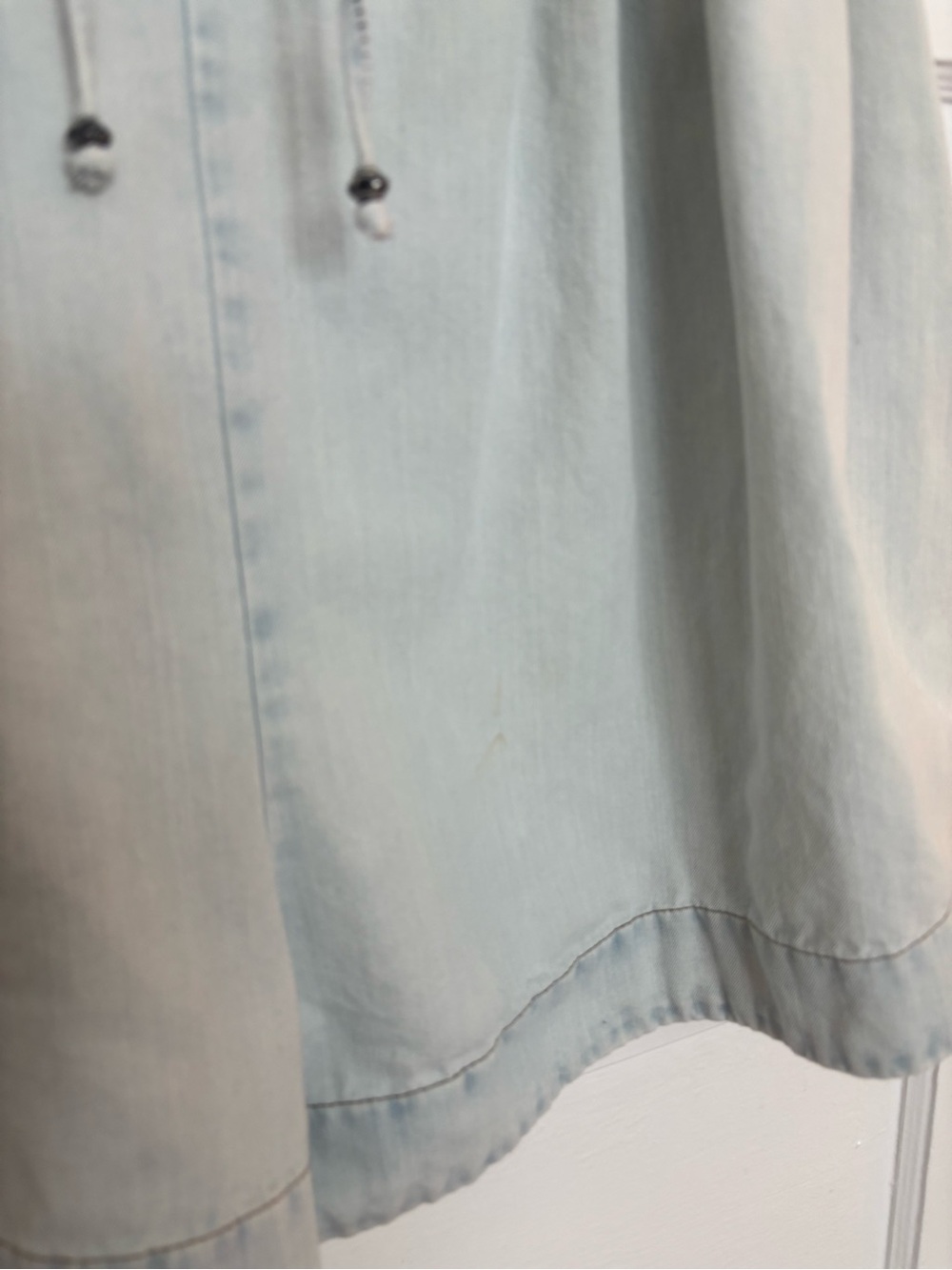 Light Wash Denim Sleeveless Pintuck Tie-Front Romper - Picture 3 of 5